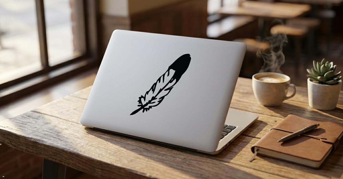 Decaltor Western Indian Feather 5 in Vinyl Decal for Laptop Bumper Wall