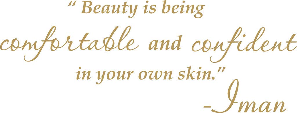 Picniva Gold 22x9 Beauty Comfortable Confident Skin Vinyl Wall Decal Quote