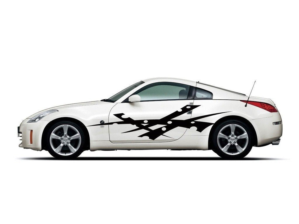 Picniva sty30 Racing Car Body Side Stripes Sticker Decal 2 Pcs