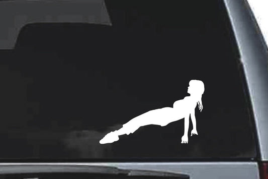 Picniva Stretching Sty1 Vinyl Car Window Decal, Approx 5 in
