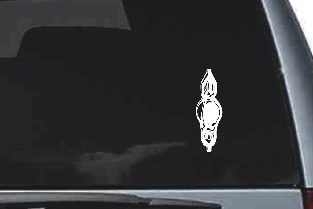 Picniva Vertical Tribal Orb Sty1 Vinyl Car Window Decal, Approx 5 in