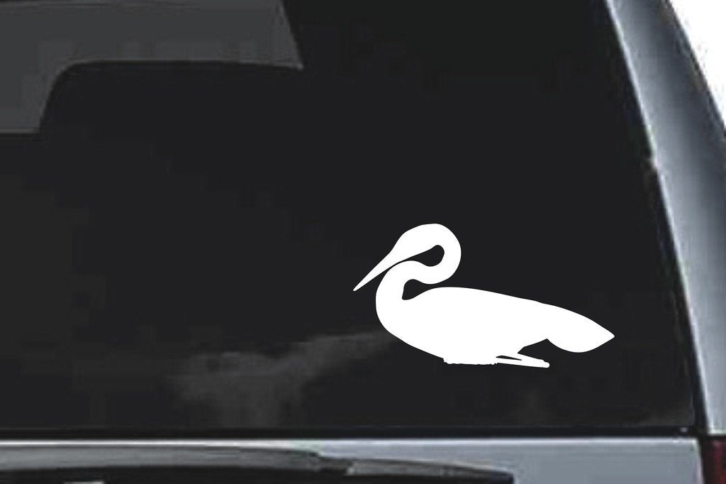 Picniva Egret Sty3 Vinyl Car Window Decal, Approx 5 in