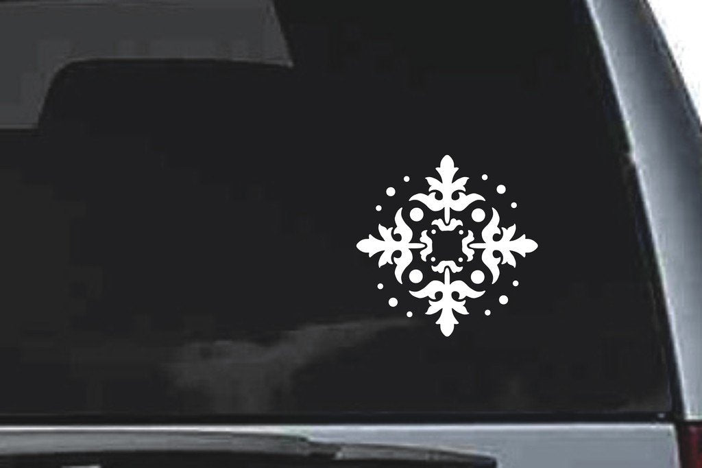 Picniva Symmetrical Floral Ornament Sty44 Vinyl Car Decal, Approx 5 in