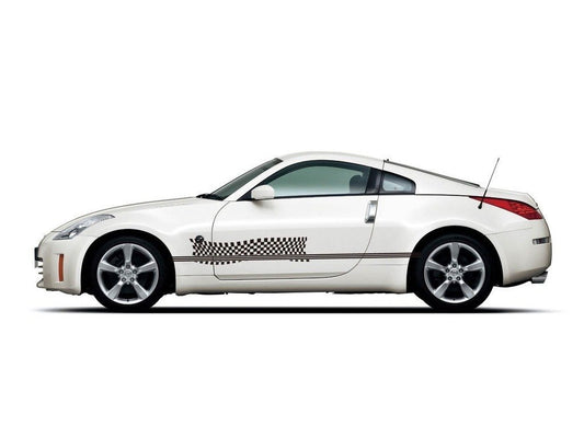 Picniva Checkered Fade Stripe Vinyl Car Body Side Decals, Two Pack