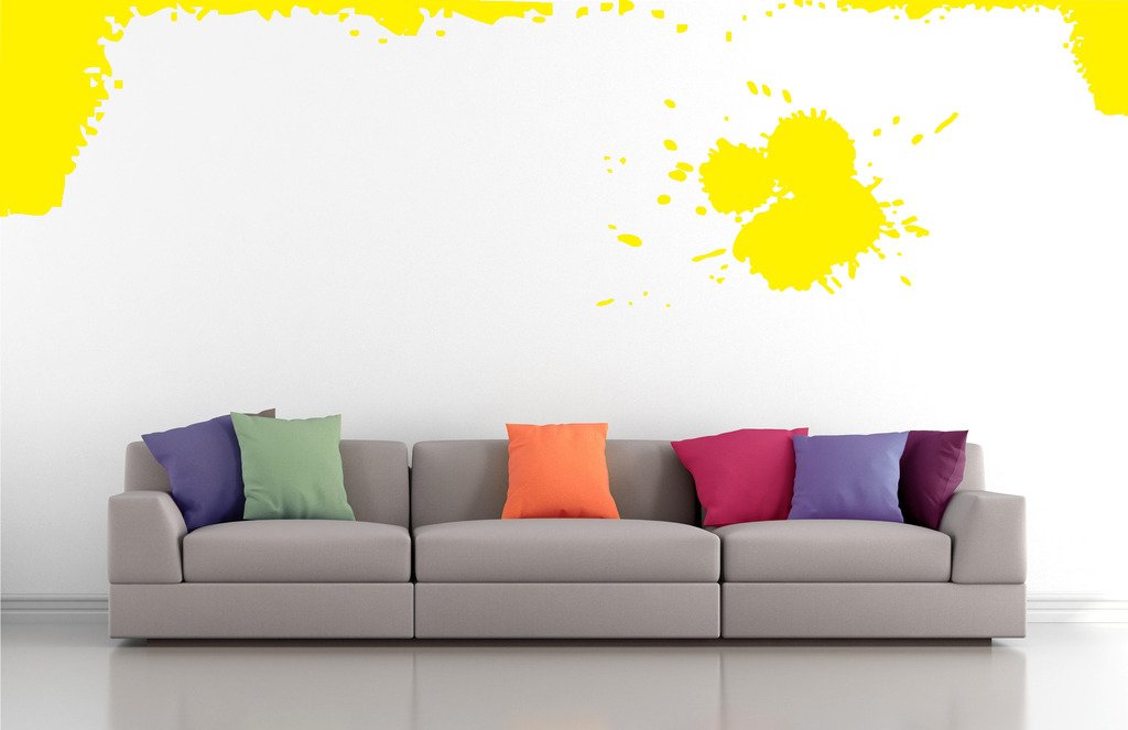 Picniva Splatter Corners Wall Decals, Yellow, 10 in Height, DOTPR01A