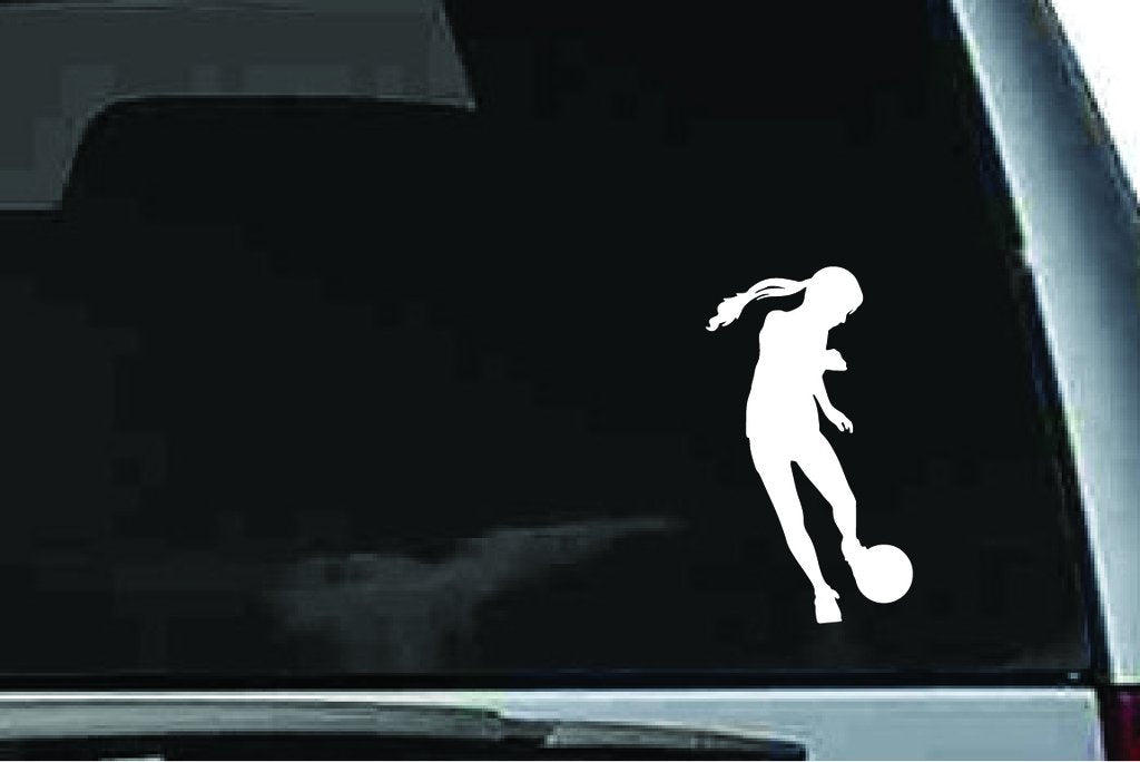 Picniva Soccer Girl Sty32a Vinyl Car Window Decal, Approx 5 in