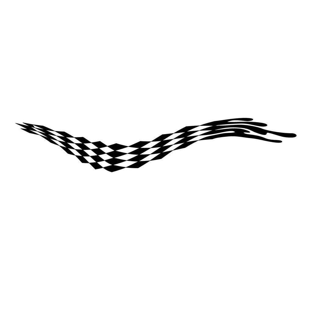 Picniva Checkered Wave Vinyl Car Body Side Decals, Two Pack