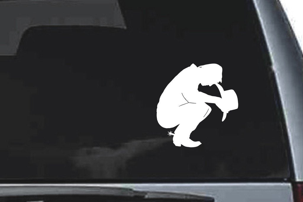 Picniva Cowboy Sty9 Vinyl Car Window Decal, Approx 5 in