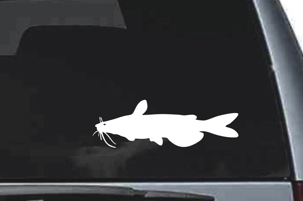 Picniva Catfish Sty3 Vinyl Car Window Decal, Approx 5 in