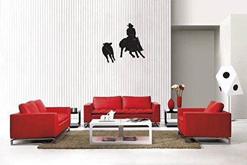Picniva Matte Black Cutting Horse Style 2 Vinyl Wall Decal Western Ranch