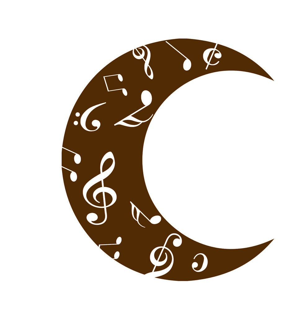 Picniva Crescent Moon Music Notes Wall Decal for Musicians
