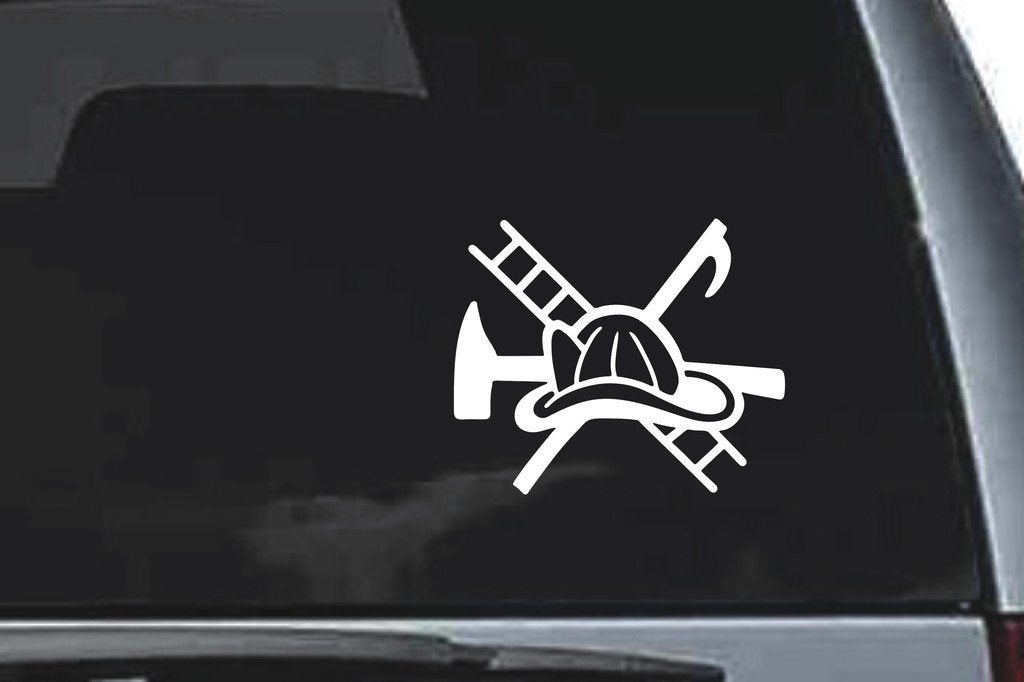 Picniva Fireman Sty13 Vinyl Car Window Decal, Approx 5 in
