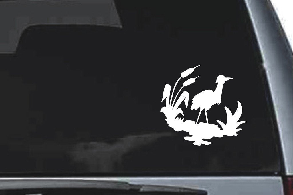 Picniva Wetland Bird Scene Sty1a Vinyl Car Window Decal, Approx 5 in