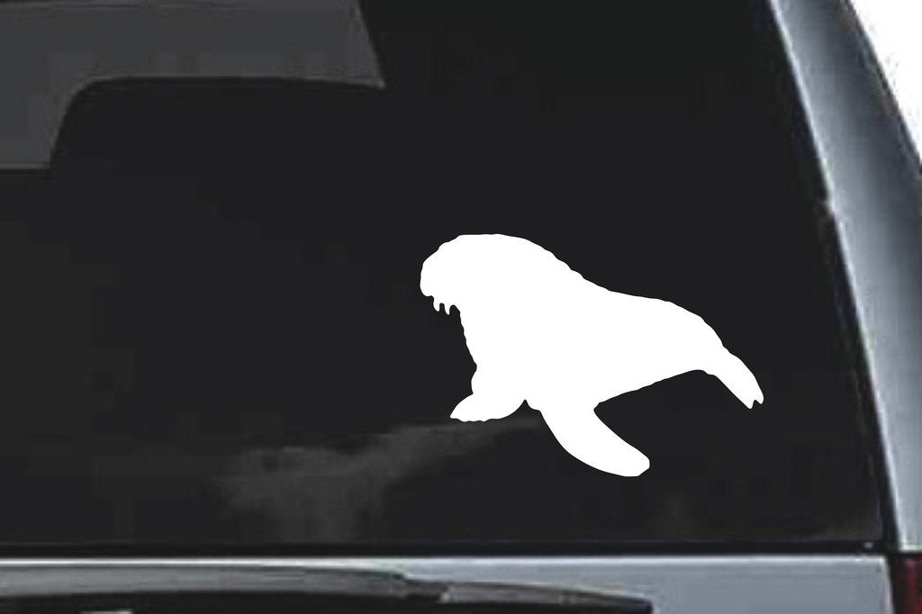 Picniva Walrus Sty1 Vinyl Car Window Decal, Approx 5 in