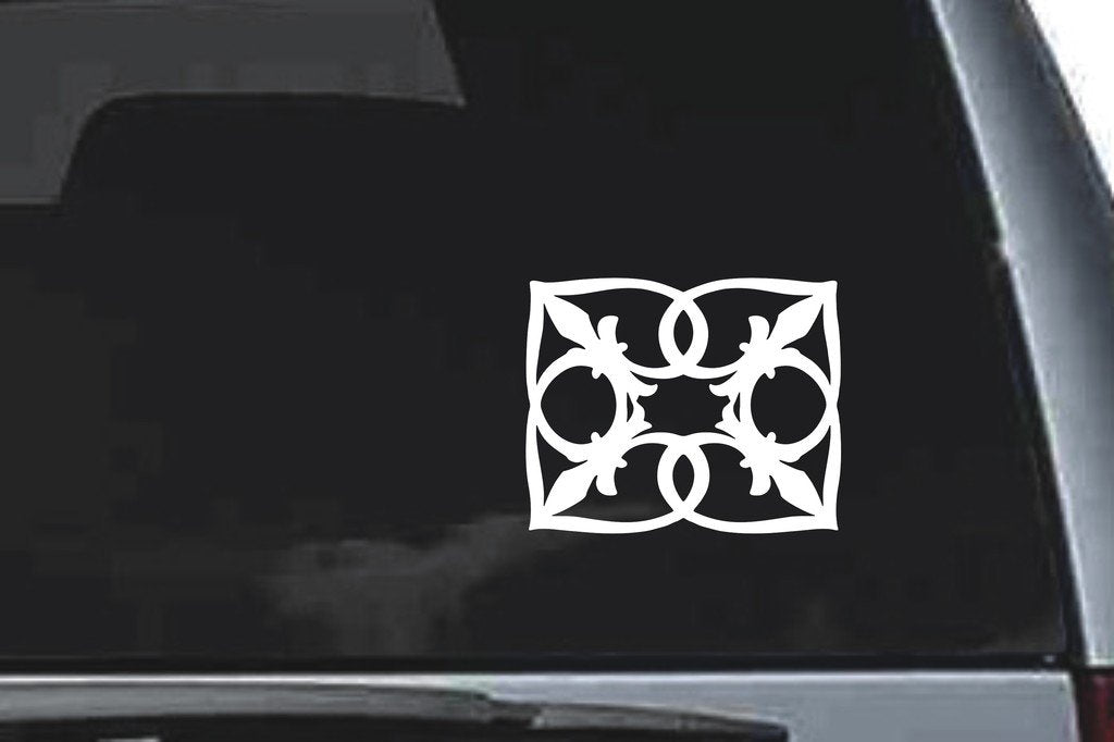 Picniva Curved Leaf Square Sty64 Vinyl Car Window Decal, Approx 5 in