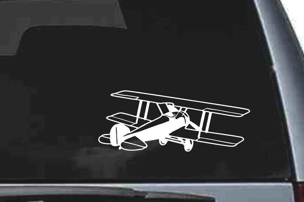 Picniva Biplane Sty3 Vinyl Car Window Decal, Approx 5 in