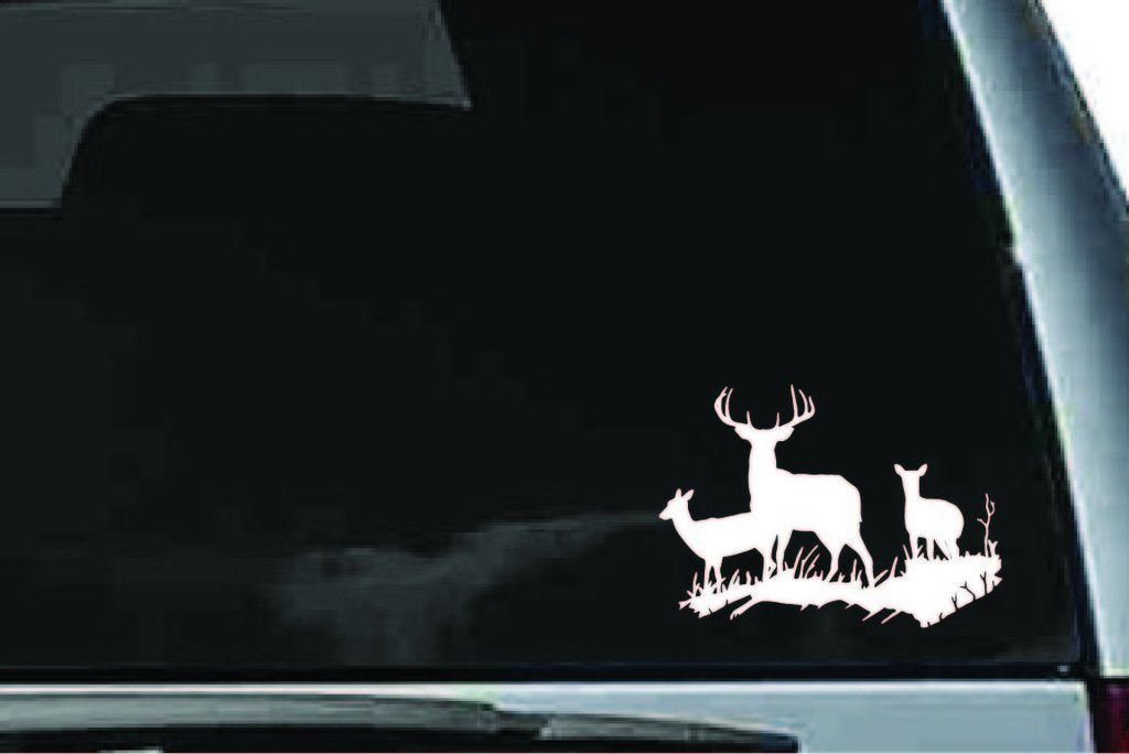 Picniva Deer Family Sty6 Vinyl Car Window Decal, Approx 5 in