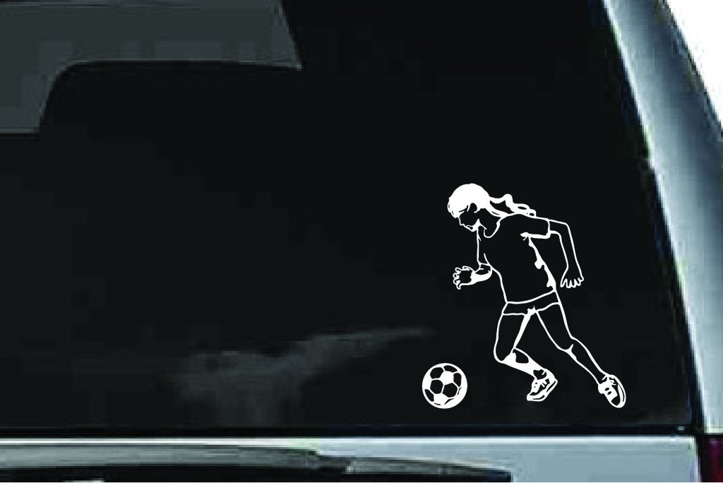 Picniva Soccer Girl Sty39 Vinyl Car Window Decal, Approx 5 in