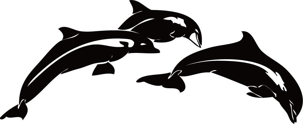 Decaltor Leaping Dolphins Vinyl Decal, 5 in