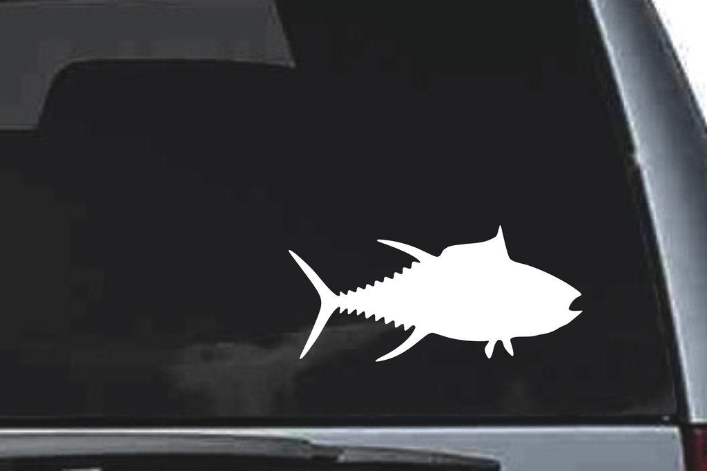 Picniva Tuna Fish Sty2 Vinyl Car Window Decal, Approx 5 in