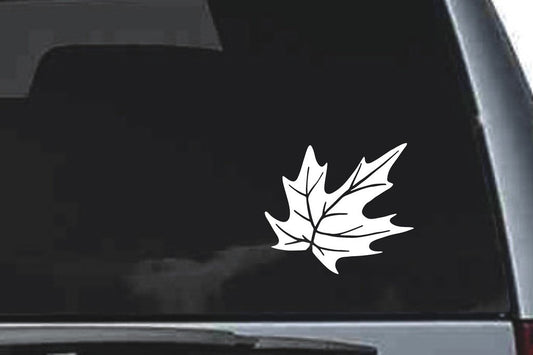Picniva Veined Maple Leaf Sty1 Vinyl Car Window Decal, Approx 5 in