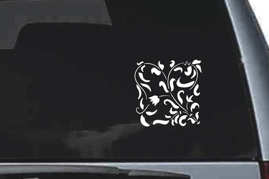 Picniva Corner Scroll Frame Sty33 Vinyl Car Window Decal, Approx 5 in