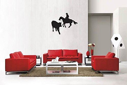Picniva Matte Black Cutting Horse Style 1 Vinyl Wall Decal Western Ranch