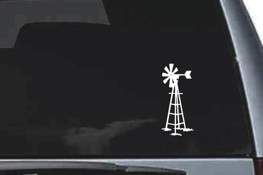Picniva Windmill Sty1 Vinyl Car Window Decal, Approx 5 in