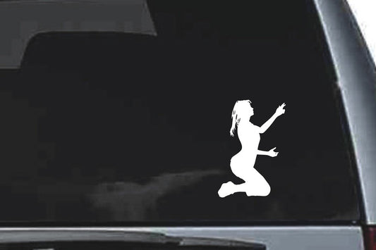 Picniva Kneeling Sty10 Vinyl Car Window Decal, Approx 5 in
