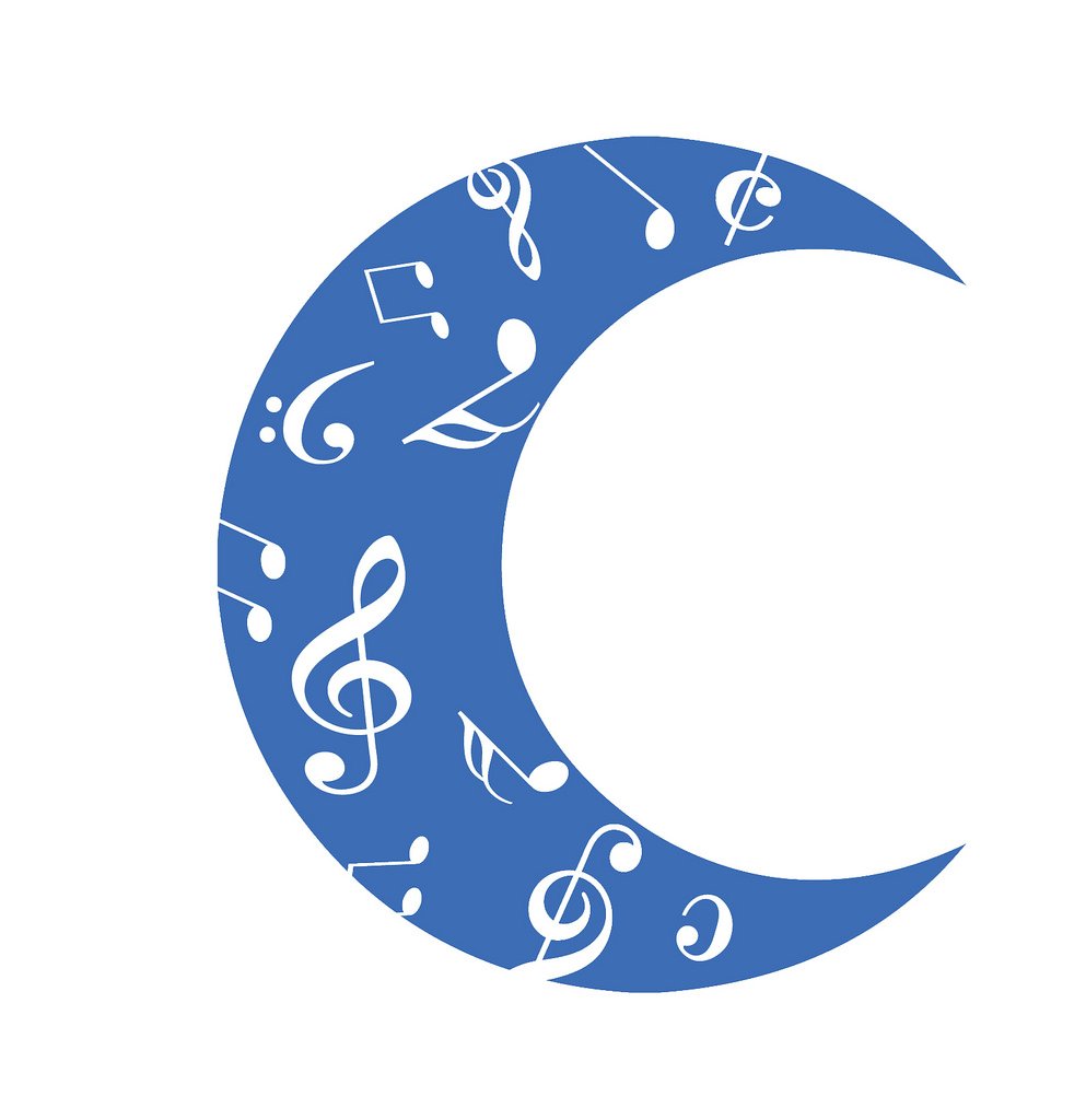 Picniva Crescent Moon Music Notes Wall Decal for Musicians