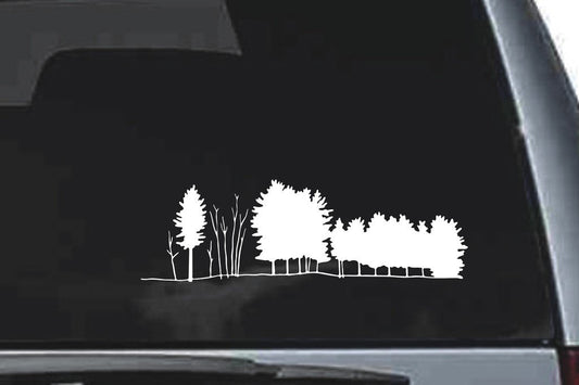 Picniva Treeline Sty3 Vinyl Car Window Decal, Approx 5 in