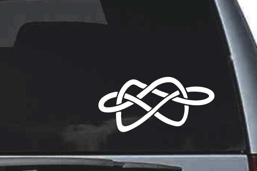 Picniva Interlaced Ribbon Knot Sty105 Vinyl Car Window Decal, Approx 5 in