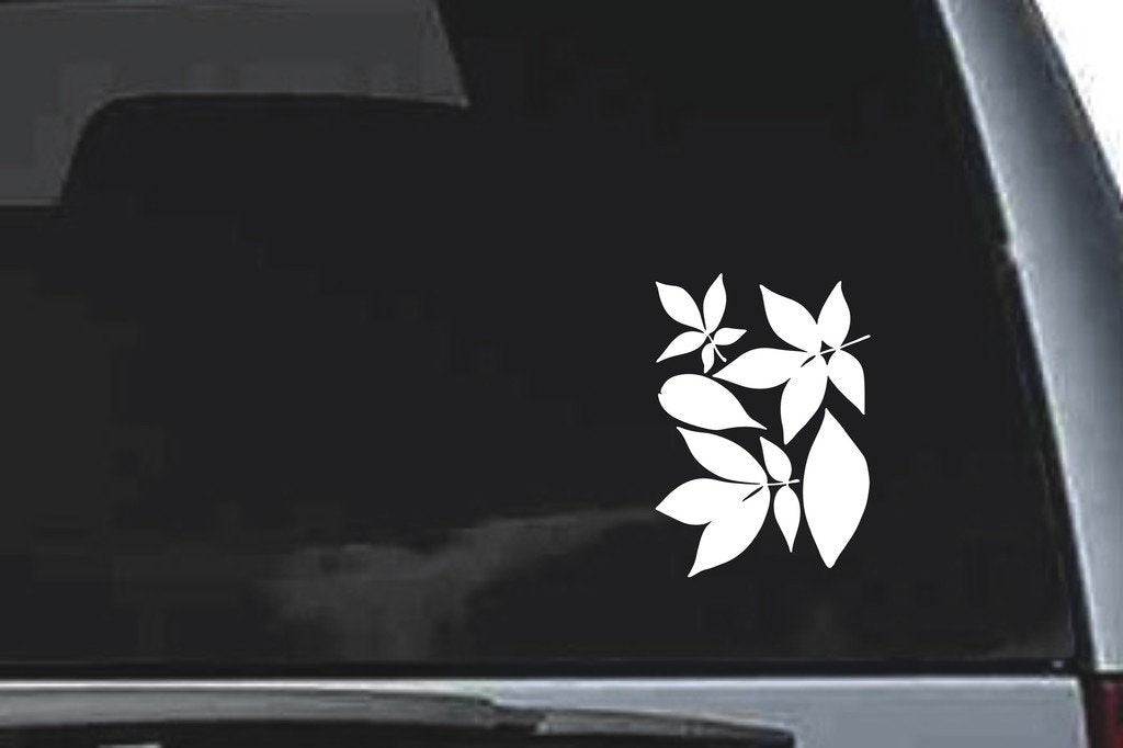 Picniva Overlapping Leaf Spray Design63 Vinyl Car Window Decal, Approx 5 in