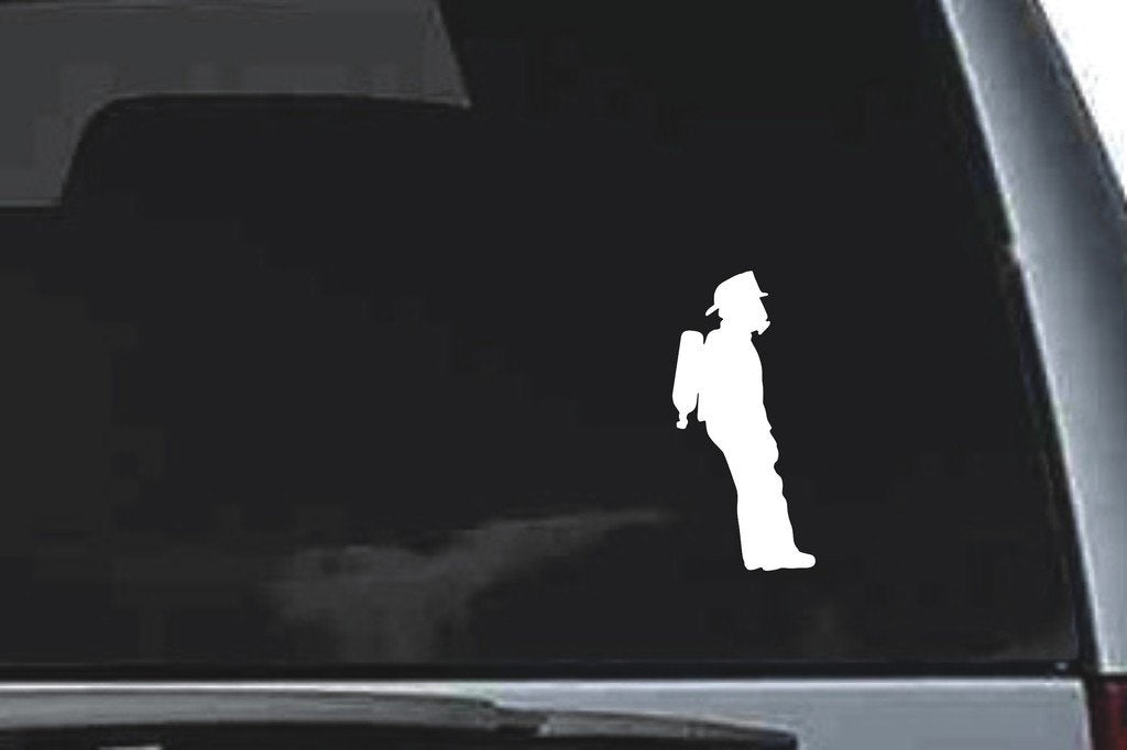 Picniva Fireman Sty45 Vinyl Car Window Decal, Approx 5 in