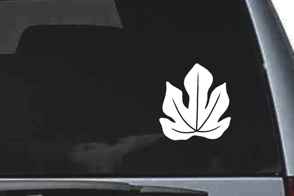 Picniva Split Lobed Leaf Design113 Vinyl Car Window Decal, Approx 5 in