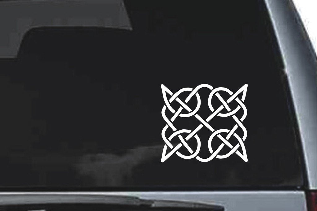 Picniva Four Loop Knot Sty37 Vinyl Car Window Decal, Approx 5 in