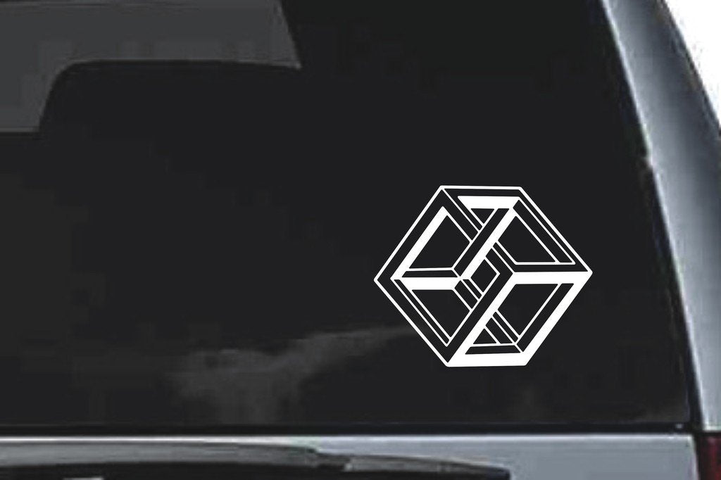 Picniva Isometric Cube Cluster Sty92 Vinyl Car Window Decal, Approx 5 in
