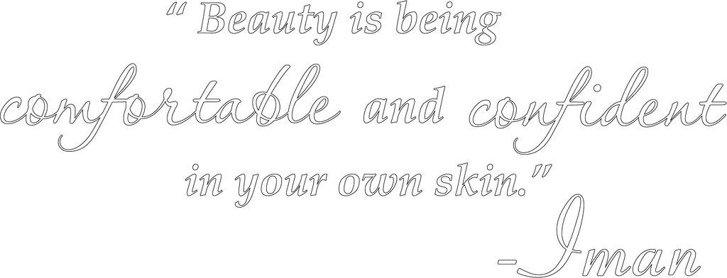 Picniva White 22x9 Beauty Comfortable Confident Skin Vinyl Wall Decal Quote