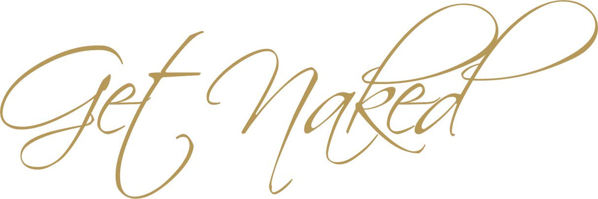 Picniva Get Naked Vinyl Bathroom Wall Decal, Gold, 10 x 34 in