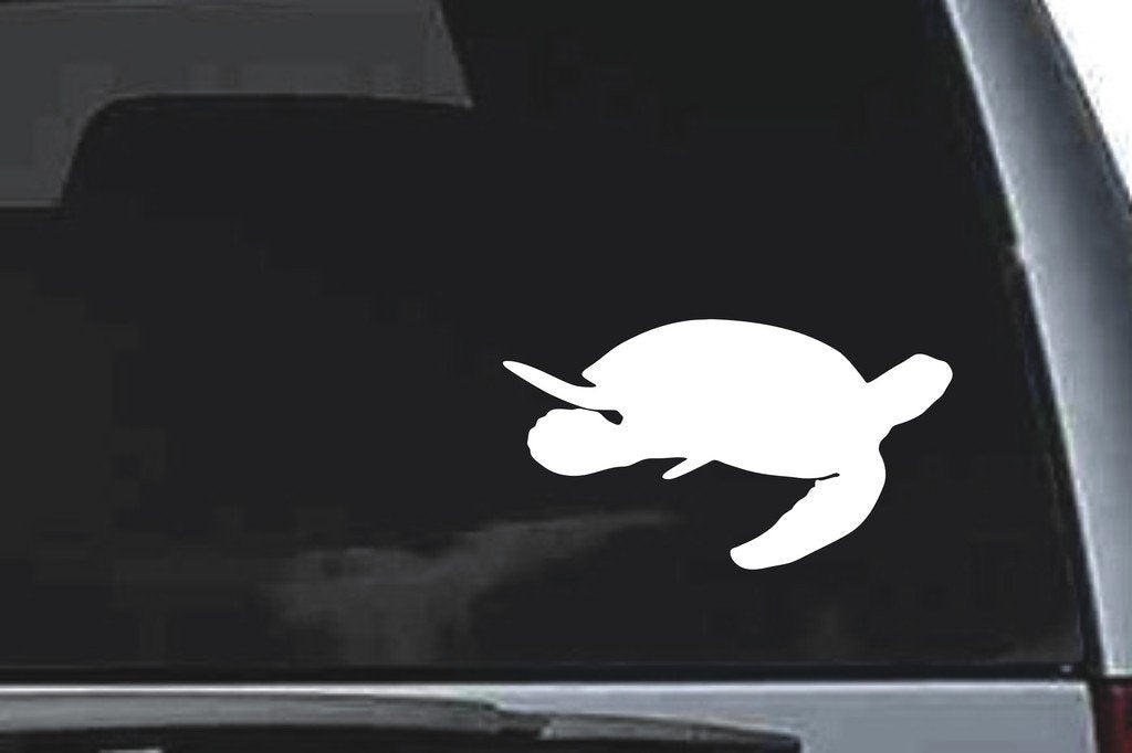 Picniva Green Sea Turtle Sty2 Vinyl Car Window Decal, Approx 5 in