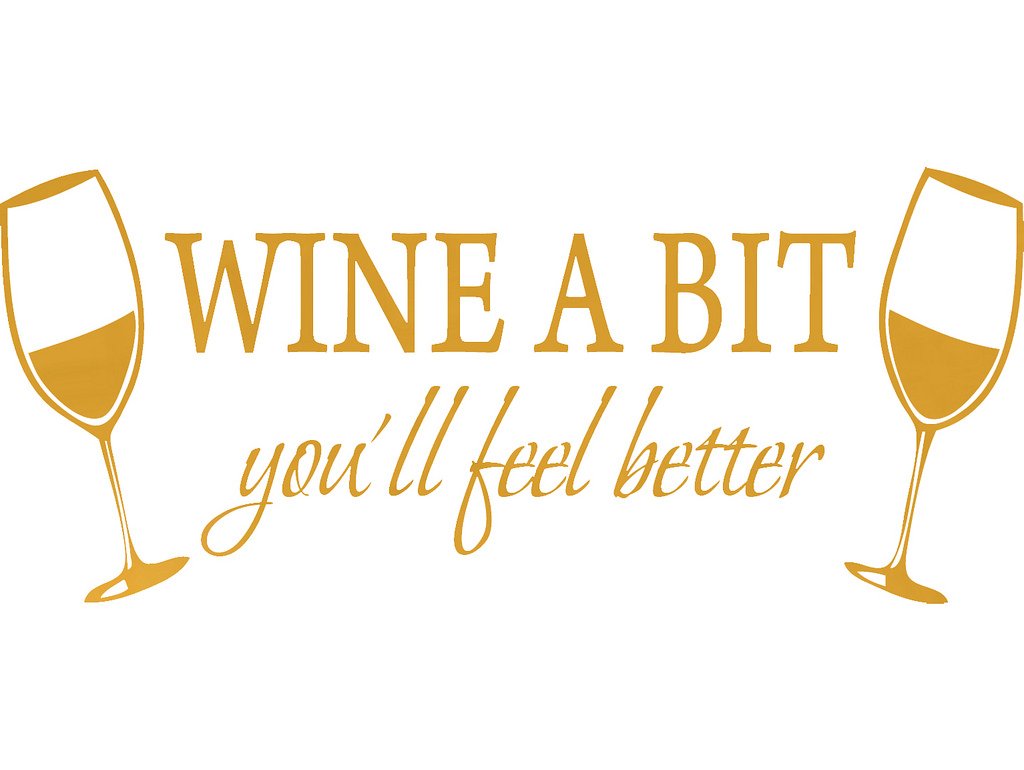 Picniva Wine a Bit You'll Feel Better Vinyl Wall Decal, Gold, 22 x 9 in
