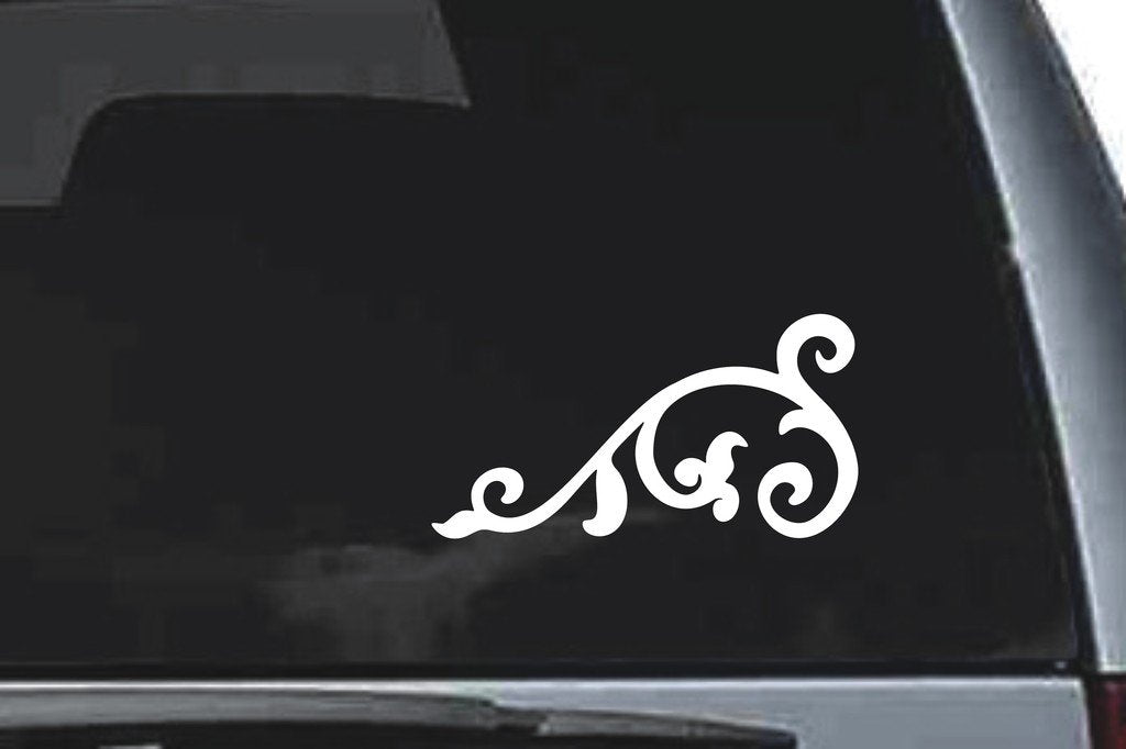 Picniva Curling Flourish Design3 Vinyl Car Window Decal, Approx 5 in