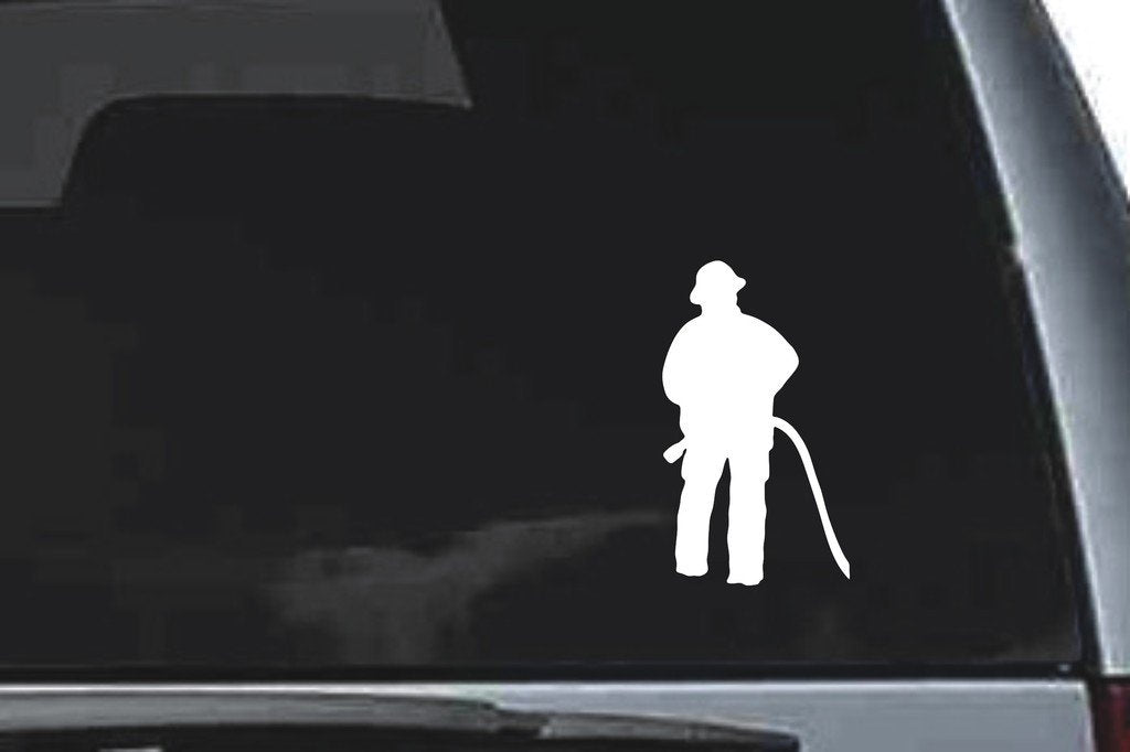 Picniva Fireman Sty52 Vinyl Car Window Decal, Approx 5 in