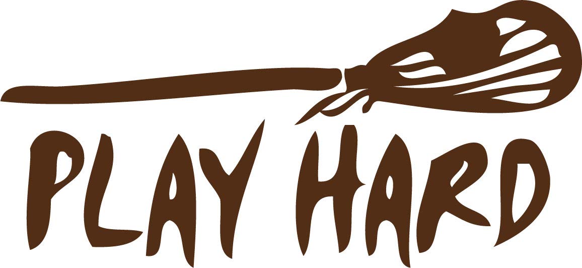 Decaltor Play Hard Lacrosse Vinyl Decal, 5 in, Car Window Sticker