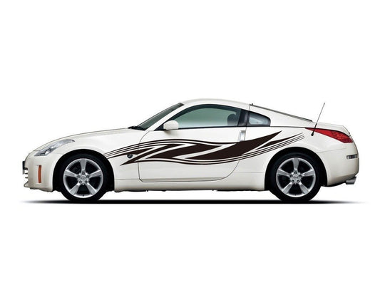 Picniva Layered Sweeping Lines Vinyl Car Body Side Decals, Two Pack