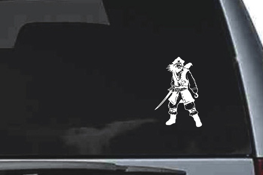 Picniva Pirate Sty1 Vinyl Car Window Decal, Approx 5 in