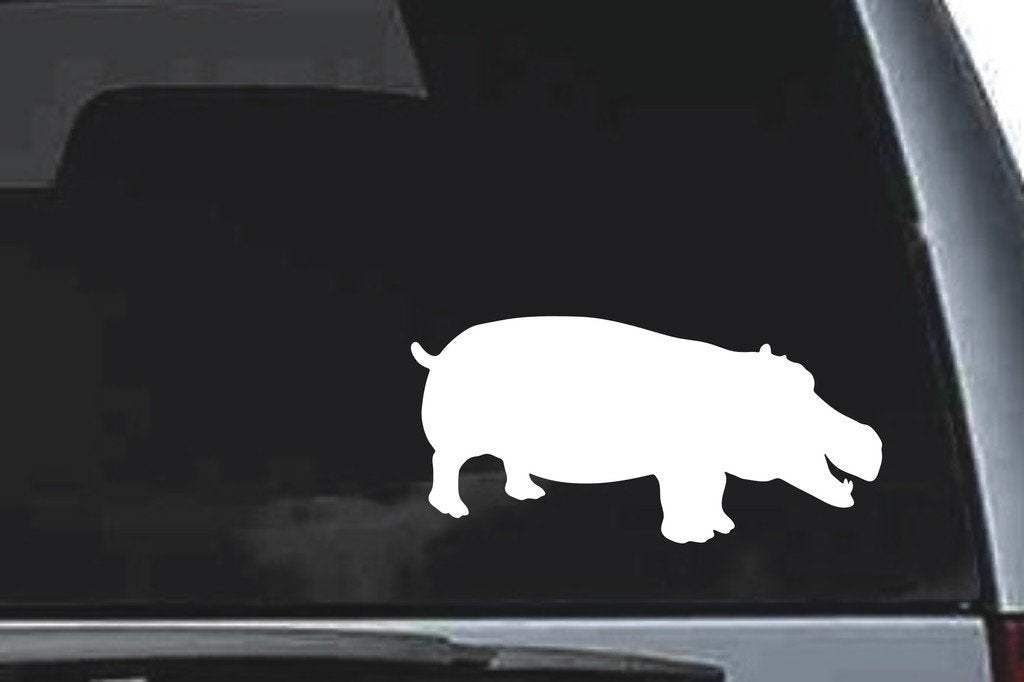 Picniva Hippopotamus Sty2 Vinyl Car Window Decal, Approx 5 in
