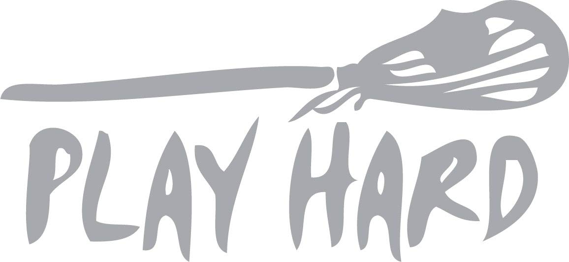 Decaltor Play Hard Lacrosse Vinyl Decal, 5 in, Car Window Sticker