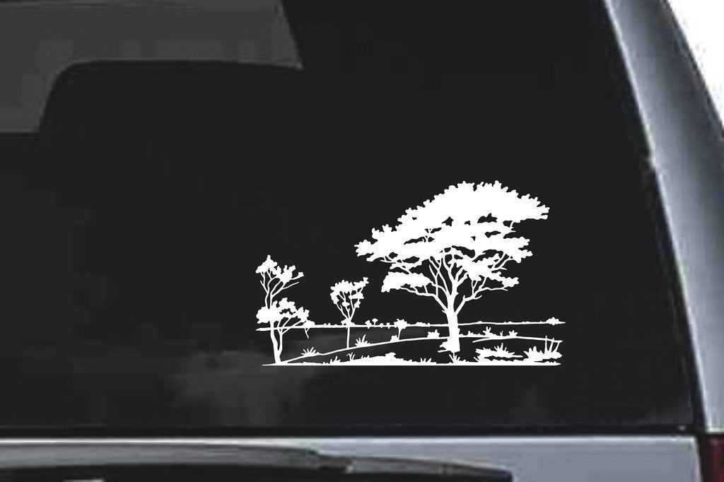 Picniva Treeline Sty1 Vinyl Car Window Decal, Approx 5 in