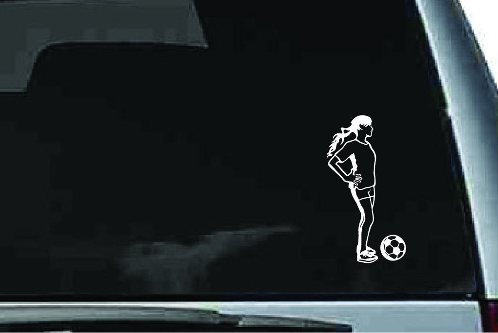 Picniva Soccer Girl Sty45 Vinyl Car Window Decal, Approx 5 in